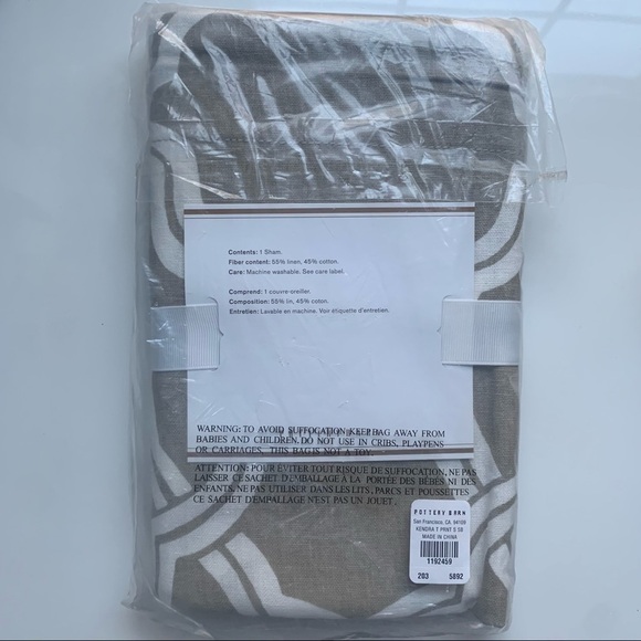 POTTERY BARN Pillow Sham KENDRA Trellis tan nwt - Picture 3 of 6